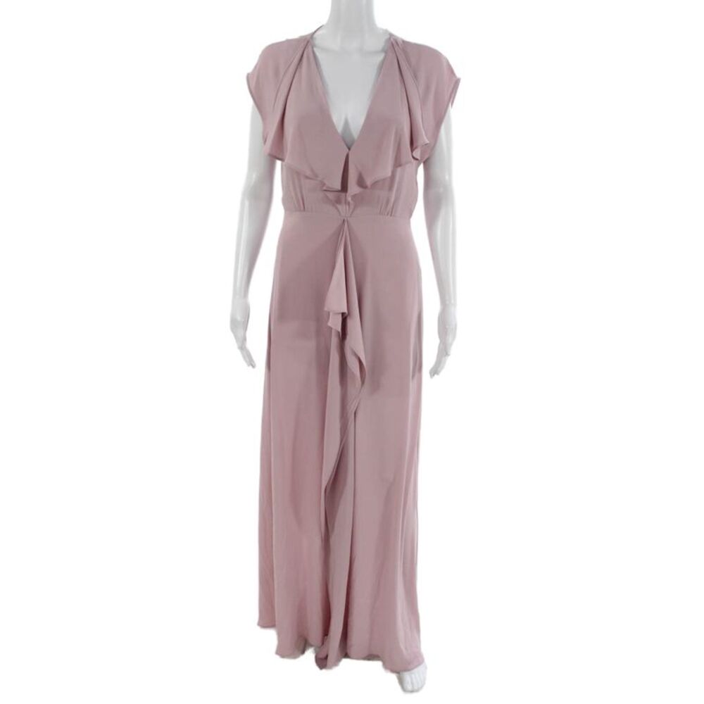 BCBG Max Azria Women Pink Maxi Wrap V-Neck Short Sleeve Tie Dress Size 4